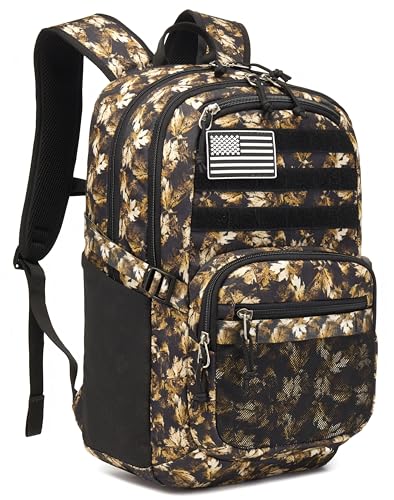 Military Tactical Backpack for Men Army 3 Days Assault Pack Bag with Molle System for Outdoor Adventures (yellow maple leaf, 30L) - color: Yellow Maple Leaf, size: 30L
