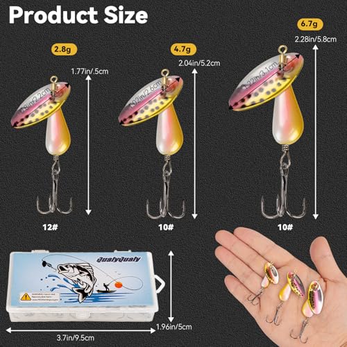 QualyQualy Trout Lures Fishing Spinnerbaits 5pcs Brass Hard Metal Spinner Trout Baits Fishing Lure for Perch Freshwater Saltwater Lake River - color: #B, size: 1/6 oz