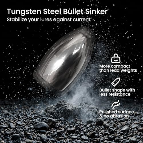 Pristis 12 pcs Tungsten Fishing Weights, Compact Bullet Sinkers Kit for Fishing line, Drop Shot Texas Carolina Rig Hook Weight for Bass Walleye Perch Trout Crappie Bait - size: 3/16 oz