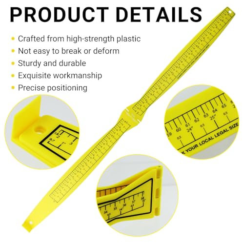 Dnyta Fish Measuring Board, 32in Foldable Portable Double-Sided Fish Ruler, Precise Measurement for Fishs and Crabs, Yellow