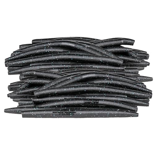 Soft Fishing Worm 100PCS, 3/4/5/6" Mega Value Pack Senko Style Soft Lures for Bass, Plastic Worm Stick Baits, Multicolor, Cost-Effective Fishing Gift - color: Black Blue Flake, size: 3"