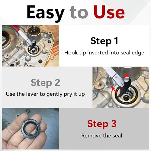 ecocstm Seal Puller Tool, Oil Seal Removal Tool with Dual Hook, Universal Wheel Seal Twister Puller, Heavy Duty Seal Puller and Installer Kit for Oil and Grease Seals Removal