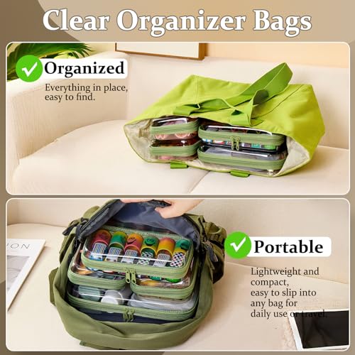 4 pcs Clear Zipper Pouches,Hard Shell Zipper Case, Toiletry Bag for Travel, CLear Diaper Bag, Toiletry Pouch, Travel Organizer, Cosmetic Bag,Toy Storage Bins (M+3S) (Mint Green) - color: Mint Green, size: M+3S
