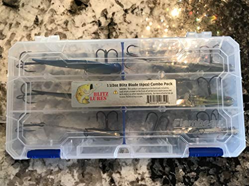 1 1/2oz - Blitz Blade - Blade Bait for Walleye, Lake Trout, COHO Salman, Pike, Musky Made in USA 100% Zinc Alloy - color: 6 Lure Combo