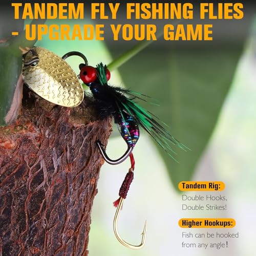 Dovesun Fly Fishing Lures Fly Fishing Flies Wet Fishing Flies Fishing Lures Fishing Spinner for Bass Sunfish Pike Trout 5PCS/10PCS - color: Tandem-5pcs, size: Hook Size 14#