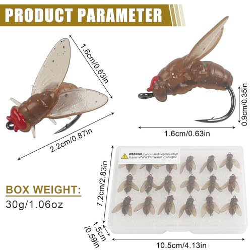 Bionic Fly Fishing Bait, Flies Fishing Lures Kit Trout Jigs Swimbaits Dry Flies Fly Fishing Lures Fish Attractant Fly Fishing Hook for Saltwater Freshwater Bass Panfish 15mm - color: Brown-18pcs