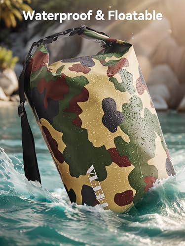 HEETA Waterproof Dry Bag for Women Men, 5L/10L/20L/30L/40L Roll Top Lightweight Dry Storage Bag Backpack with Emergency Whistle for Travel, Kayaking, Boating, Camping, Beach, Cruise Ship Essentials - color: New Camouflage, size: 10L