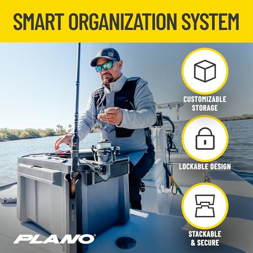 Plano GoNow Freshwater Fish Kit, Waterproof Field Box with Rod Holders, Cutting Board, 4 StowAway 3700 Boxes, Modular Storage Organizer, Charcoal - color: Charcoal, style: Fish Kit