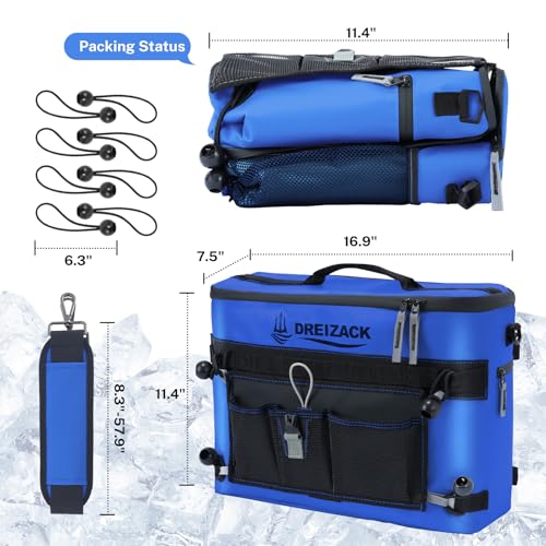 Dreizack Kayak Cooler Behind Seat, Waterproof Cooler for Kayaking,Paddle Board Cooler Compatible with Lawn-Chair Seat Kayak Accessories Cooler Bag Kayak Cooler Tow Behind for Camping Fishing - color: Blue