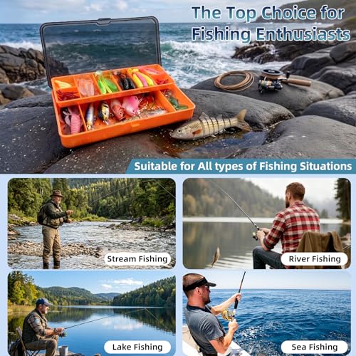 Fishing Lures - Fishing Kit Included 193Pcs Fishing Accessories and Tackle Box, Frogs, Minnows, Soft Baits, Hooks & Weights Accessories Gear Gift for Men Freshwater Bass Trout - size: 193Pcs-Orange