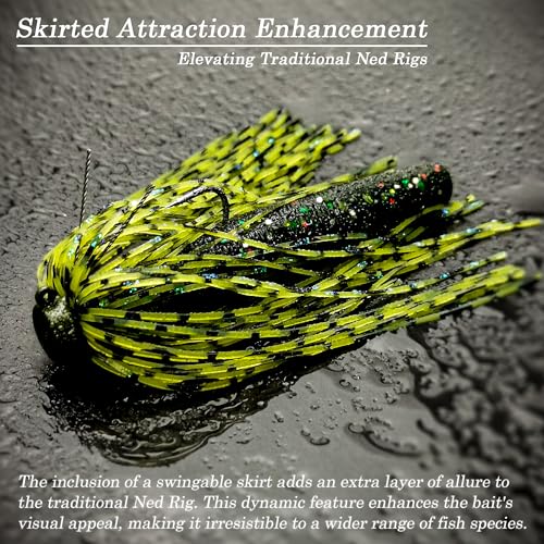 Ned Rig Jig Heads Soft Plastic Worms Fishing Lures Kit, 60/50/10 Pcs Weedless Skirted Mushroom Ned Rigs Jighead Hooks Stick Baits Bass Fishing Lures for Freshwater Saltwater - color: 60 Pcs Ned Lures