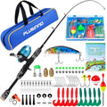 PLUSINNO Kids Fishing Pole with Spincast Reel Telescopic Fishing Rod Combo Full Kits for Boys, Girls, and Adults - color: Black, size: 4FT / 1.2M