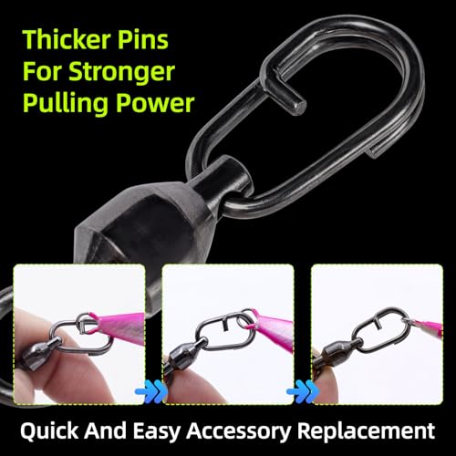 9KM DWLIFE Fishing Swivels & Snaps 25Pcs & Quick Change SnapsHigh Strength Snap Swivels Stainless Ball Bearing Fishing Swivels Freshwater/Freshwater - size: 1# A-25pcs