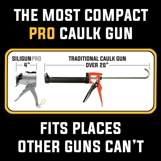 SILIGUN™ PRO Compact 24:1 Caulking Gun - No Drip Caulk Gun - Patent Design - Lightweight Aluminum Frame - Works with all 10 oz Tubes (SILIGUN PRO Scraper Kit) - color: Siligun Pro Scraper Kit