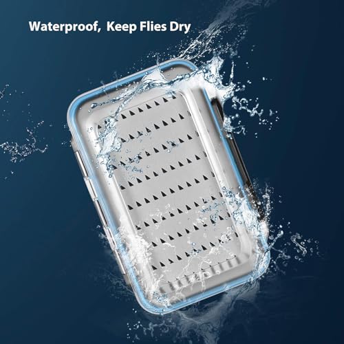 Aventik Waterproof Fly Box for Fly Fishing Double Sides Large Capacity Fly Fishing Box Streamer & Dry Fly Storage Saltwater & Freshwater - size: Size B:4.96x4x1.76inch