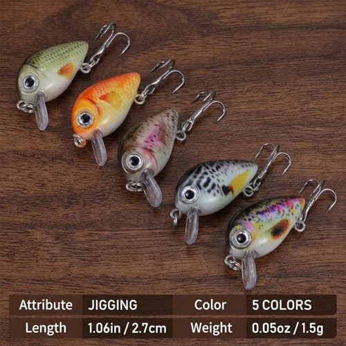 5 Pcs Mini Fishing Lures Hard Baits Hooks Micro Fishing Lures Crankbaits Baits Topwater for Freshwater and Saltwater - style: Style 2