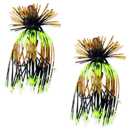 Spider Jigs, Multi Variants - Finesse Style Fishing Lures with Ultra Point 2/0 Hook & Buzz Cut Silicone Skirt