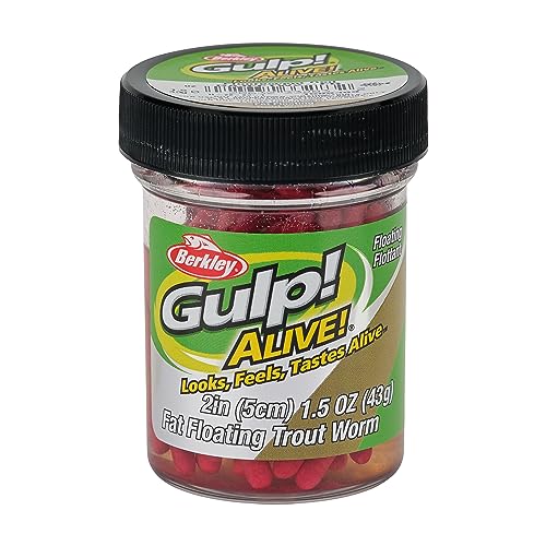 Berkley Gulp! Alive! Fat Floating Trout Worm Fishing Soft Bait - color: Fluorescent Red