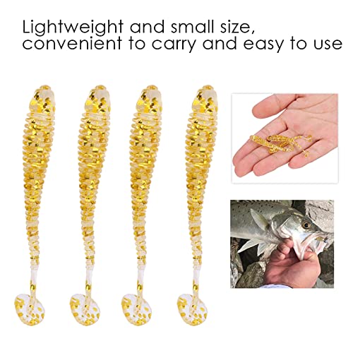 Akozon 50PCS Soft Plastic 5cm Fishing Lures, Ttail Grub Worm Bait, Fish Tackle Accessory in Vibrant Orange Color, Ideal for Fishing Enthusiasts - Pack of 50 - color: Gold