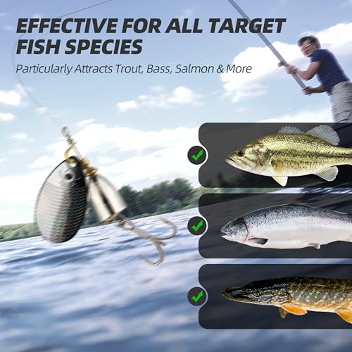 Inline Spinner Bait – Fish-Shaped Spinnerbait Lures 5-Pack, 360° Rotation with Reflective Blades, Perfect for Freshwater & Saltwater Fishing, Targeting Bass, Trout, Pike, Perch & More - color: Composite Spinnerbait