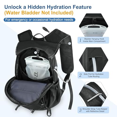 BECOJADDE Hiking Backpack 20L Small Backpack Packable Day pack Water Resistant Lightweight Travel Backpack for Women Men with Shoulder Strap Pockets for Hiking Camping Outdoor, Black - color: Black, size: 20L