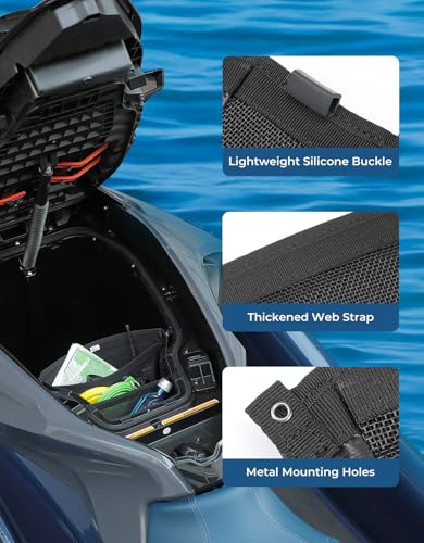 KEMIMOTO Jet Ski Organizer Bag - 3-Layer Mesh Nylon Storage Bag Boat Accessories Marine Collapsible Bag Fishing Boat Essentials Ski Storage for Tools Gear & Accessories Easy to Install & Remove