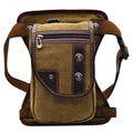 Canvas Motorcycle Cycling Drop Leg Bag for Men Women Travel Outdoor Tactical Hunting Hiking Climbing Thigh Waist Pack Fanny Pouch (Brown) - color: #00Brown