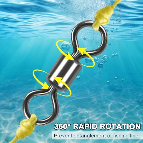 Rolling Barrel Fishing Swivel Black Nickle Fishing Hook Line Connector Fishing Tackle Accessories 30LB to 335LB 50-100pcs - size: 50pcs 3/0