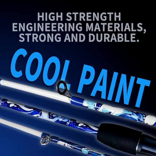 6'6" Fiberglass Casting Rod, 2-Piece Skull Design, Durable & Sensitive with Split-Grip Handle, Perfect for Bass, Pike, Catfish Fishing in Freshwater & Saltwater - color: HLZB-6'0", size: 6'0"