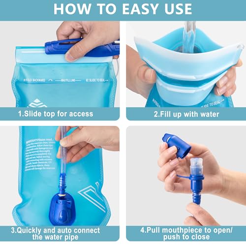 Hydration Bladder, 1.5L Water Bladder for Hiking Backpack, BPA-Free Leak Proof Water Reservoir Storage Bag, Water Pouch Hydration Pack for Hiking Cycling Running