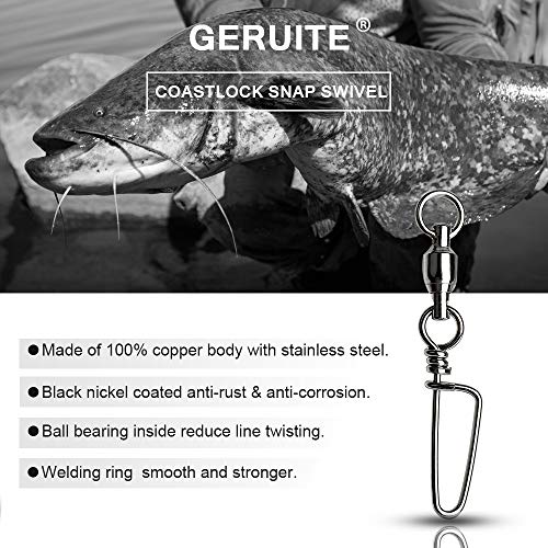 Snap Fishing Swivels Ball Bearing Black Nickel Ball Bearing Swivels Saltwater Heavy Duty Barrel Swivels for Freshwater Saltwater Fishing - size: Size 0+0 (18lb) 20 Pcs