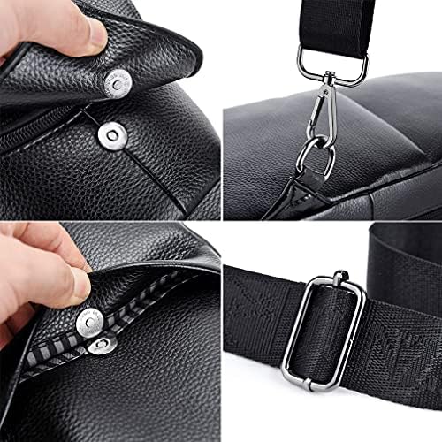 Hebetag Leather Sling Bag Crossbody Backpack for Men Women Travel Outdoor Camping - color: #18black