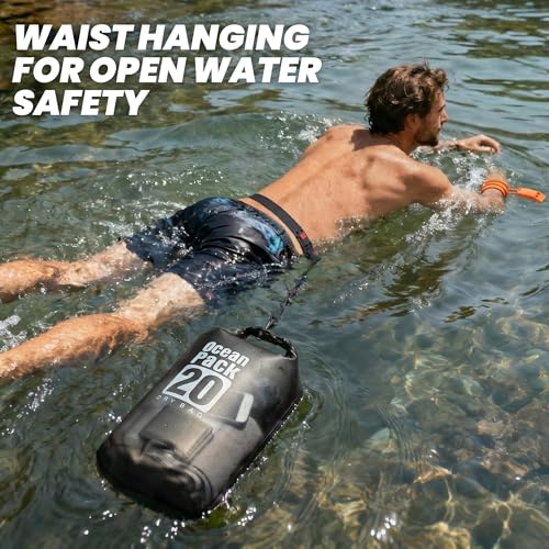 TILYMOL Dry Bag Waterproof, Roll Top Small Waterproof Backpack 20L, Floating Lightweight Bag with Water Proof Phone Pouch for Kayaking, Paddle Boarding, Boating, Fishing, Swimming - color: Black