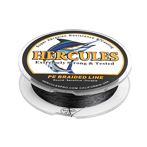 HERCULES Cost-Effective Super Strong 4 Strands Braided Fishing Line 6LB to 100LB Test for Salt-Water, 109/328 / 547/1094 Yards (100M / 300M / 500M / 1000M), Diam# 0.08MM - 0.55MM, Hi-Grade - color: Black, size: 10LB(4.5KG)-0.12MM-109YDS(100M)