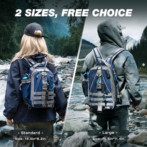 Ghosthorn Fishing Backpack Waterproof Tackle Bag Sling Bag Gift - color: Blue, size: Large