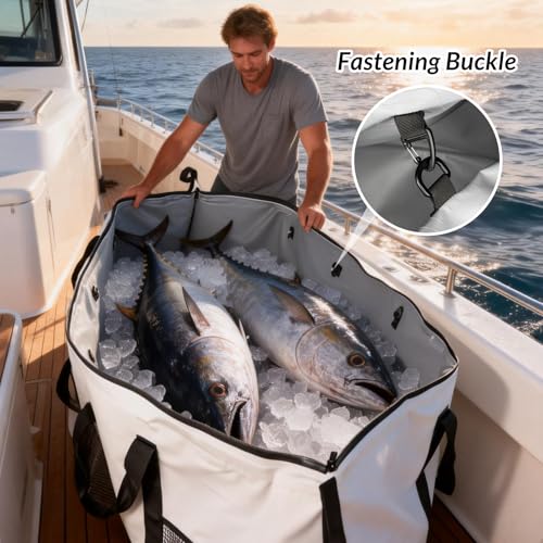 THKFISH Fish Cooler Bag Insulated Fish Kill Bag for Caught Fishing, 70in Waterproof Fishing Catch Bags with Smooth Water-Resistant Zipper Keep Ice-Cold & Fresh Over 48H - color: BLUE--70"*28.5"*11.5"