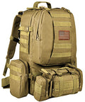 CVLIFE Tactical Backpack Military Army Rucksack 60L Large Assault Pack Detachable Molle Bag - color: Tan