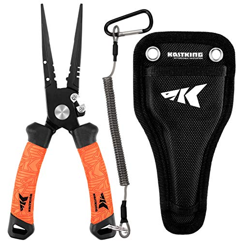 KastKing Speed Demon Pro Fishing Pliers, 420 Stainless Steel, Fishing Tools, Saltwater Resistant Fishing Gear, Tungsten Carbide Cutters, Corrosion Resistant Coating, SuperPolymer Grip Handles - color: D: 8.5'' Straight Nose