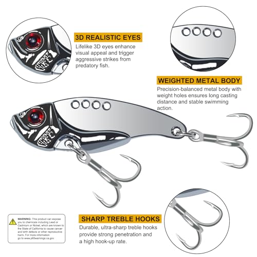 VIB Metal Lures Zinc Alloy Fishing Blade Spinner Bait with Treble Hooks Fishing Spoons Lures Pack of 5 - color: Blade Lures-B, size: 7g