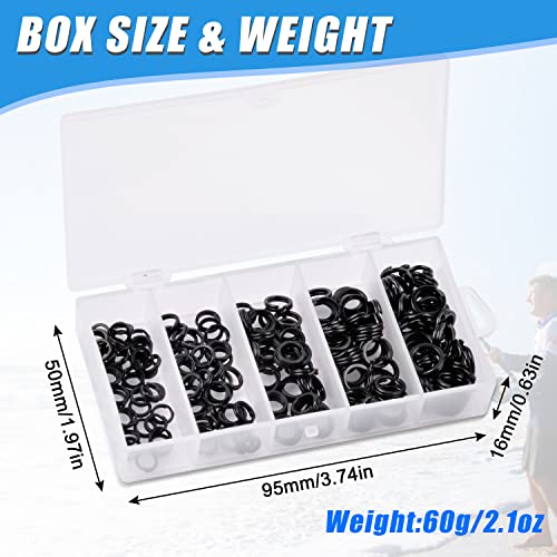 Fishing Split Rings Set,200pcs Stainless Steel Lure Rings Heavy Duty Double Flattened Hyper Wire Snap Ring Saltwater Lure Tackle Connector for Jigging Trolling - color: Black(200pcs Kit)