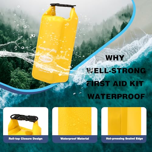 Boat First Aid Kit with Survival Tools, 123pcs Waterproof Emergency Marine Kit with Buckles, Compact Boat Safety Accessories for Fishing Kayaking Boating Camping Rafting Beach Yellow - color: Ws014-yellow