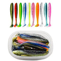 50Pcs 9.5cm Soft Plastic Paddle Tail Swimbaits Lures for Trout Redfish Bass Panfish Walleye Soft Fishing Lure Baits KIt - color: 10 Mixed Color-50pcs