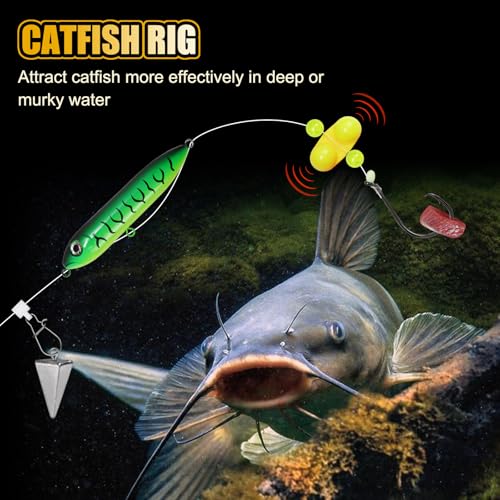 Catfish Float Rig Demon Dragon Style Rattling Line Float Propeller and Circle Hooks 6/0 8/0 for Santee Cooper Rig Catfishing Tackle - color: Demon Dragon Lures - 6 PCS