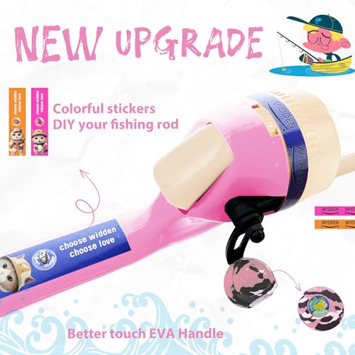 Kids Fishing Pole, Telescopic Fishing Rod, Toddler Collapsible Fishing Rod and Reel Combo with Tackle Box, Fishing Line, Bobber, and Soft Lures for Boy, Girl, Youth, Beginner, Over 4 Years Old - color: Marshmallow Pink & Peach Cream