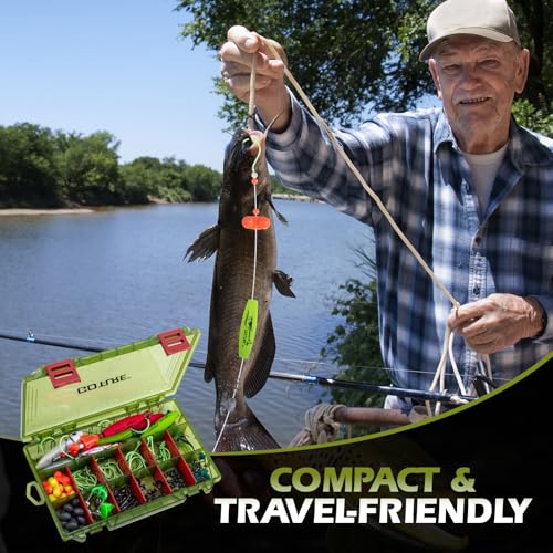 Goture Catfish Rig Making Kit,274pcs/300pcs Catfishing Tackle with Luminous Fishing Hook Swivel Sinker Weights Rattle Float Bobber Stoppers,Catfish Rigs Accessories with 3600 Tackle Box,Gifts for Men - color: B2:300pcs-2pcs Pre-rigged Catfish Rigs&Tackle