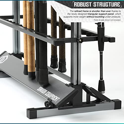 Savior Equipment Fishing Rod Rack Holder Organizer, 24-48 Slots to Hold Fresh Salt Water Spinning Rods & Reel Combo, Lightweight Aluminum Vertical Fish Pole Garage Storage Ground Display Stand - color: Gunmetal Gray, size: 36-Slots