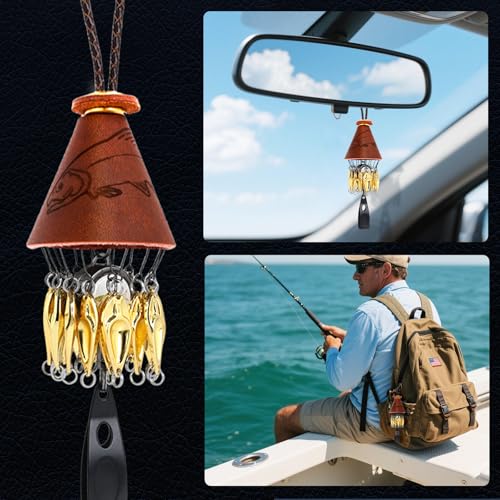 Fishing Decor Backpack Car Hanging Charm, Hanging Fish Chime,Handicraft Gift for Fishing Friends Enthusiasts Multi-Functional Lure Gear - style: Aluminum