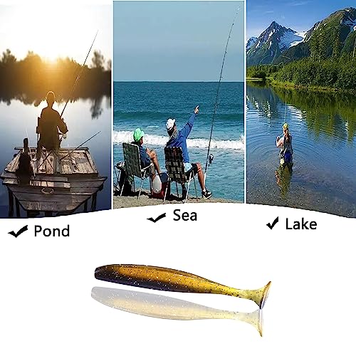 Paddle Tail Swimbaits,Soft Plastic Fishing Lures Swim Baits for Bass Fishing,30/50pcs with Box,Soft Plastic Swimbaits for Bass Trout Crappie Lures Kit for Saltwater Freshwater - color: B:2.75in/0.077oz-50pcs