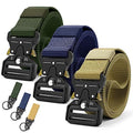 DOOPAI Tactical Belt for Men, 3Pack Military Nylon Web with Heavy Duty Quick Release Metal Buckle - color: 18 Green/Beige/Blue, size: 28-42 Waist Adjustable 125 cm (3 Pack)