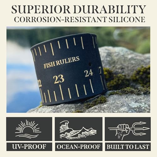 Roll-up & Slap-on Premium Fishing Tape Measure - Easy-to-Read Catch and Release Fish Measuring Device for Boat & Kayak Accessories - Compact & Extendable Fish Ruler (Gold - 24" Inches) - color: Gold